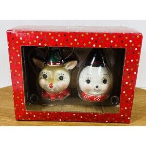 Johanna Parker Design Holiday Reindeer & Snowman Folk Art Christmas Ornament Set
